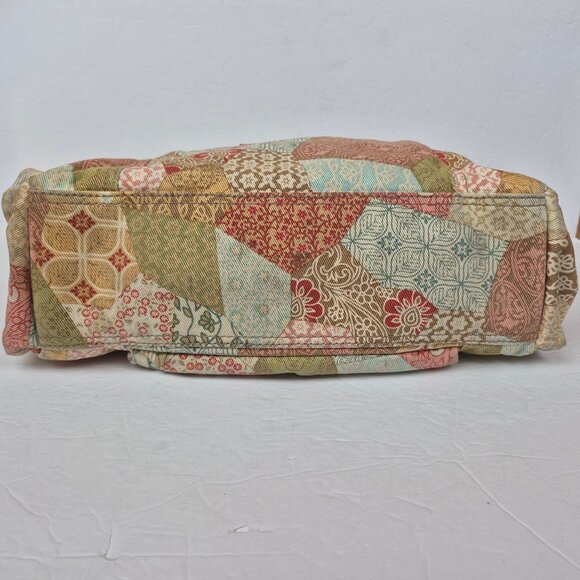 Fossil Cotton Patchwork Messenger Crossbody Shoulder Bag with Key Tag - Picture 6 of 16